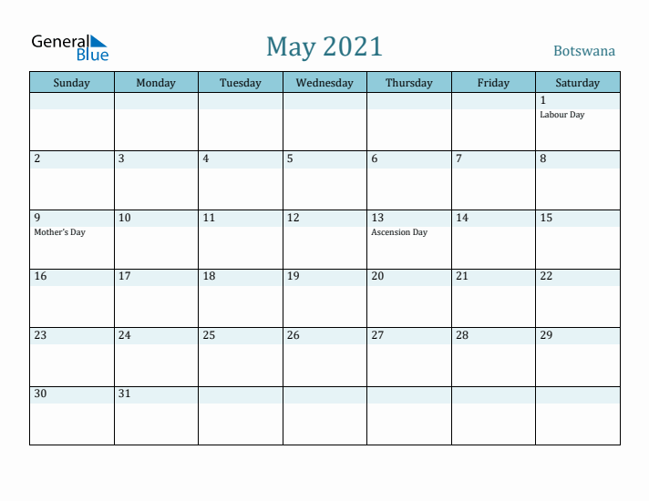 May 2021 Calendar with Holidays