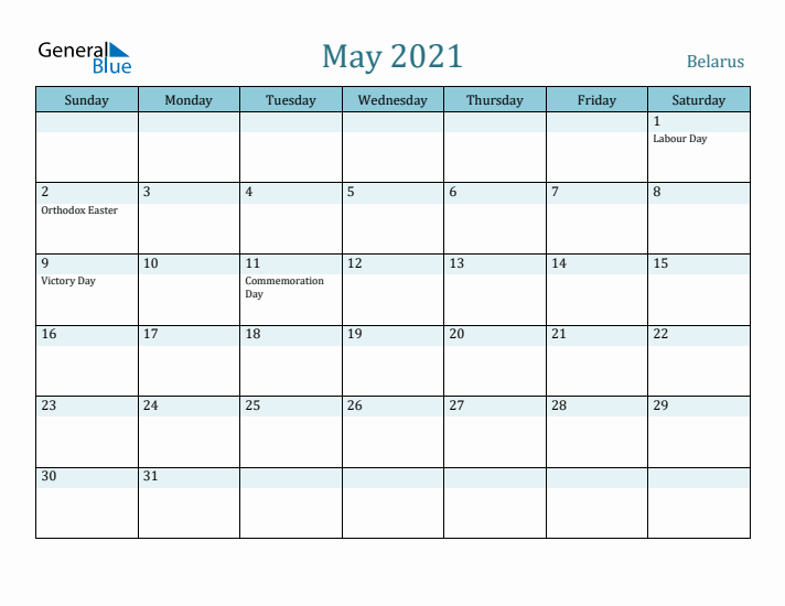 May 2021 Calendar with Holidays