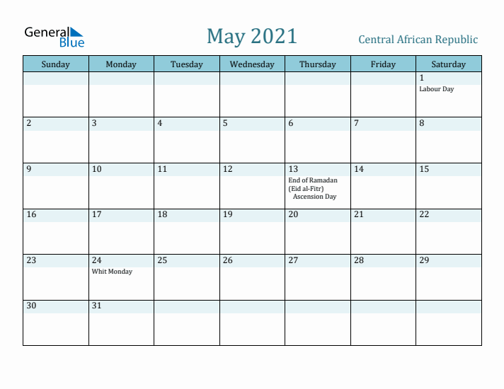 May 2021 Calendar with Holidays