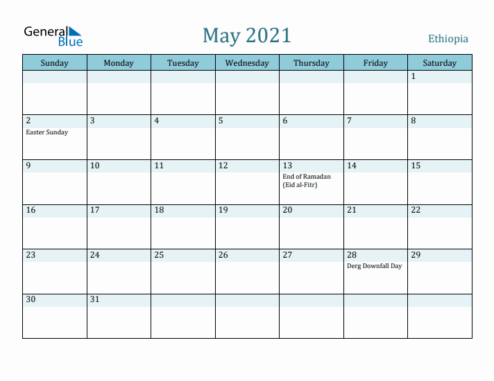 May 2021 Calendar with Holidays