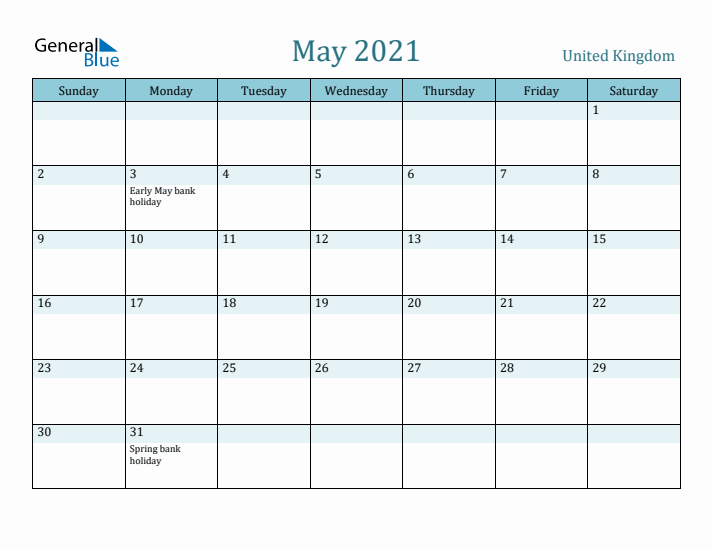 May 2021 Calendar with Holidays