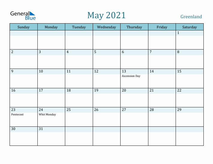 May 2021 Calendar with Holidays