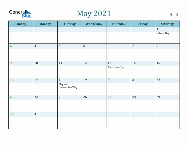 May 2021 Calendar with Holidays