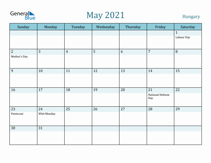 May 2021 Calendar with Holidays