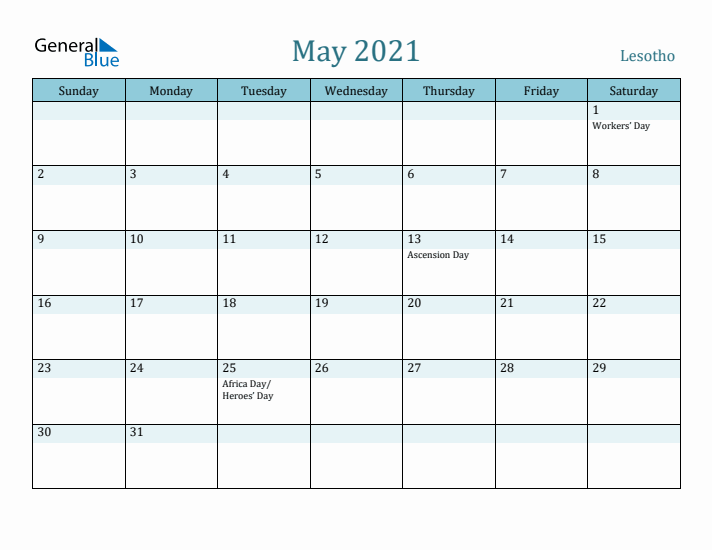 May 2021 Calendar with Holidays