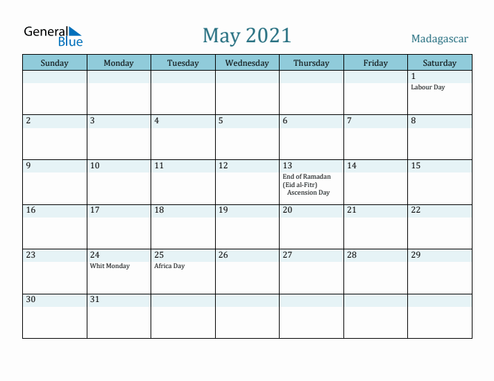 May 2021 Calendar with Holidays