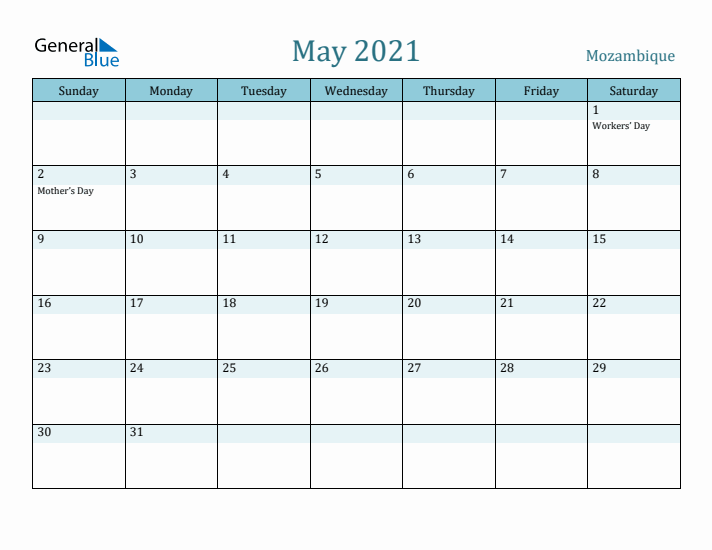 May 2021 Calendar with Holidays