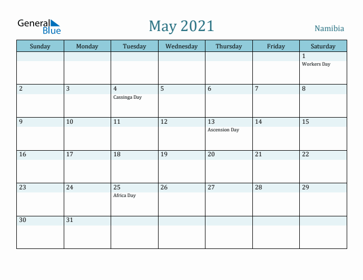 May 2021 Calendar with Holidays