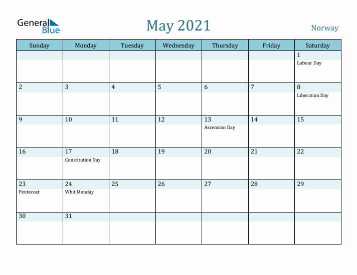 May 2021 Calendar with Holidays