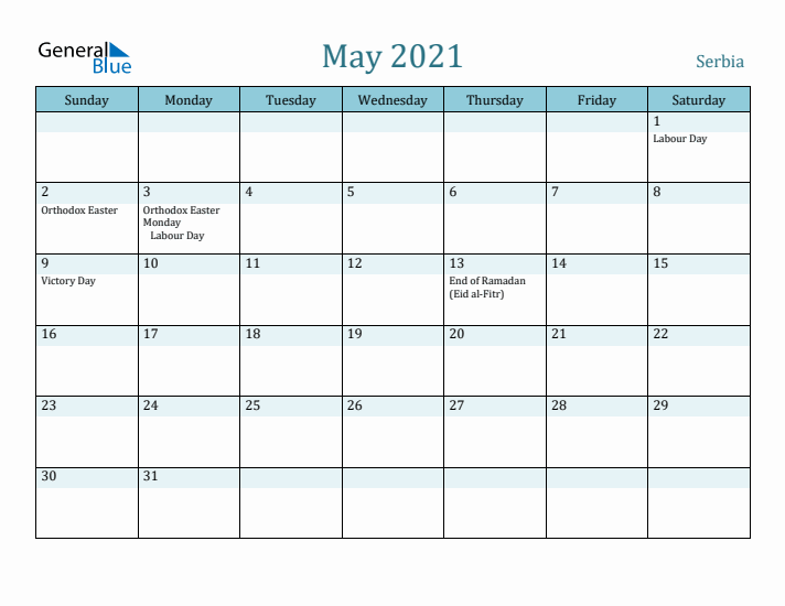 May 2021 Calendar with Holidays