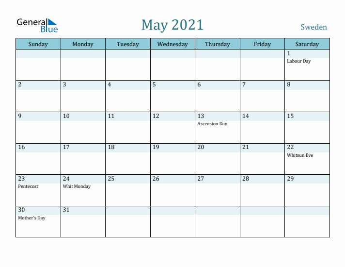 May 2021 Calendar with Holidays