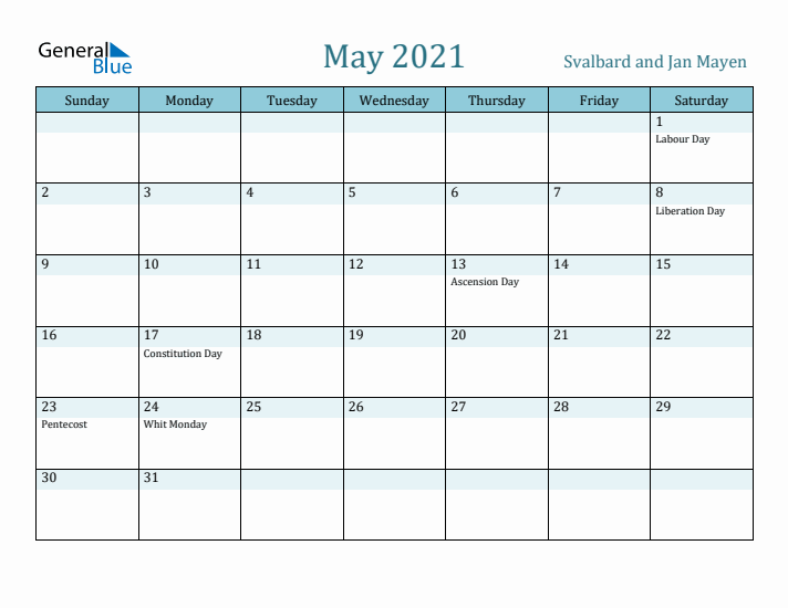 May 2021 Calendar with Holidays