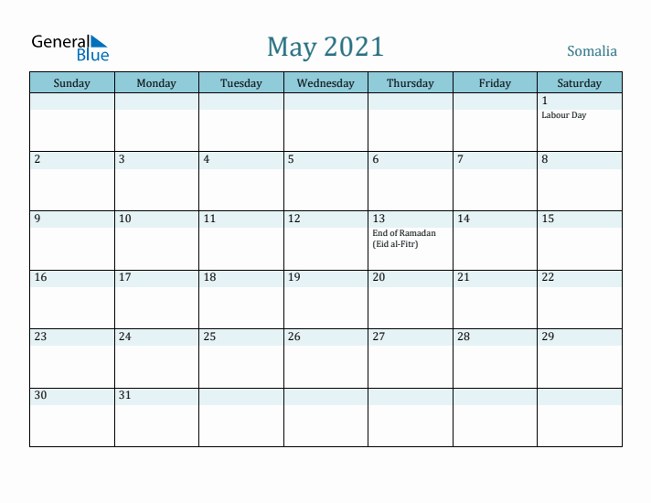 May 2021 Calendar with Holidays