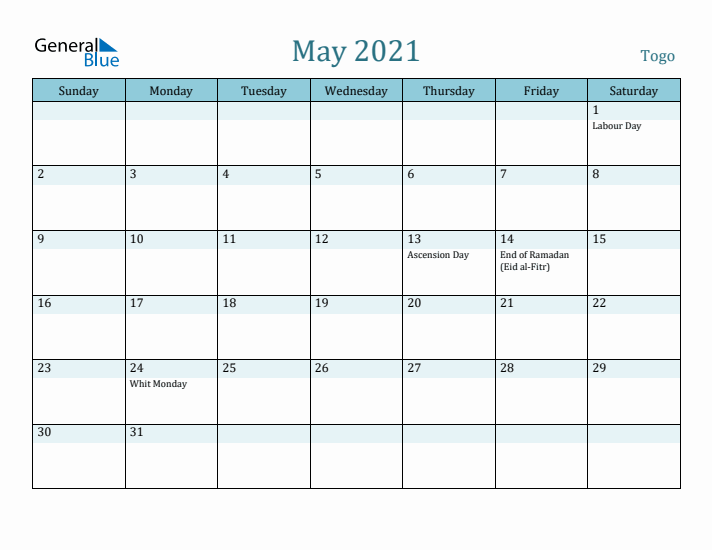 May 2021 Calendar with Holidays