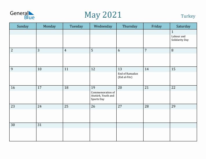 May 2021 Calendar with Holidays