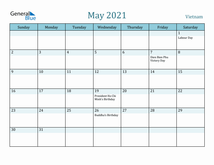 May 2021 Calendar with Holidays