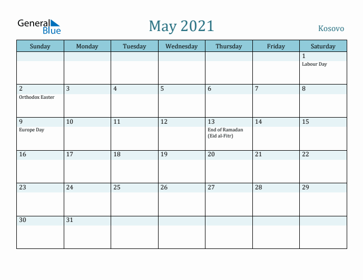 May 2021 Calendar with Holidays