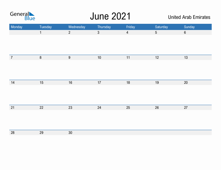 Fillable June 2021 Calendar