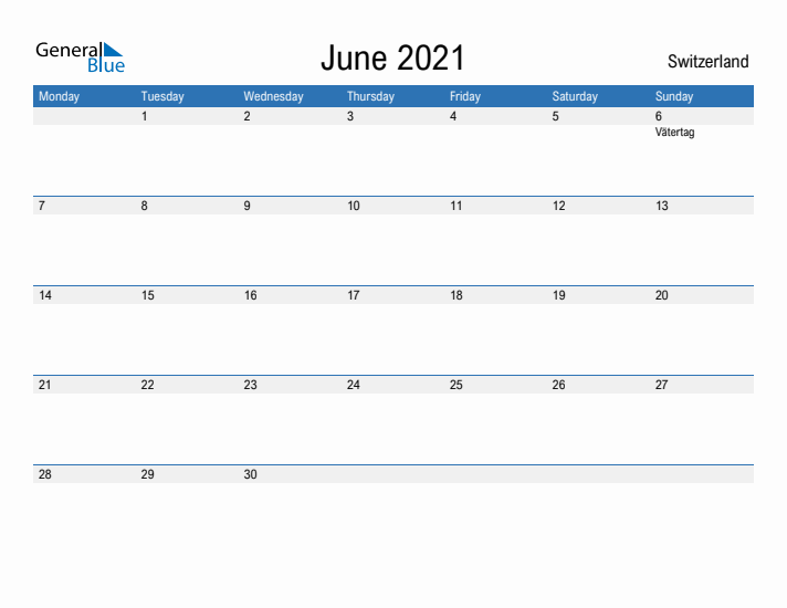 Fillable June 2021 Calendar