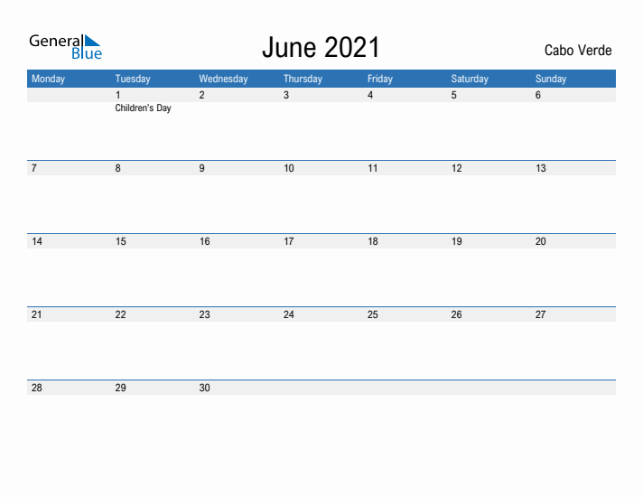 Fillable June 2021 Calendar