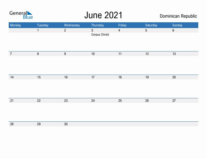 Fillable June 2021 Calendar