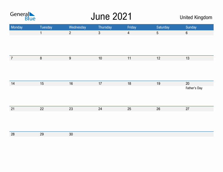 Fillable June 2021 Calendar