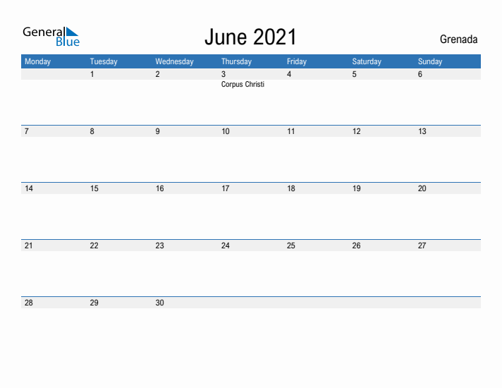 Fillable June 2021 Calendar