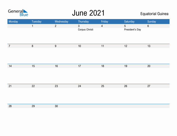 Fillable June 2021 Calendar