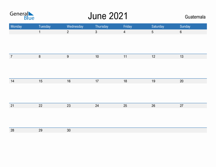 Fillable June 2021 Calendar