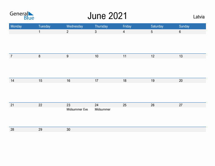 Fillable June 2021 Calendar