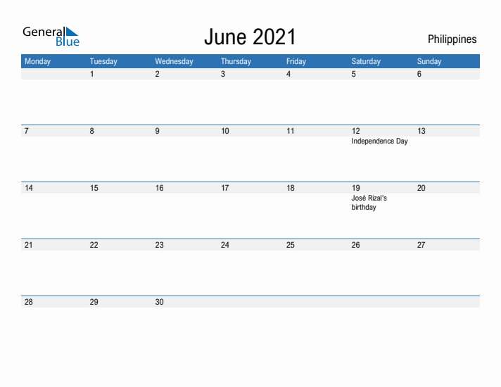 Fillable June 2021 Calendar