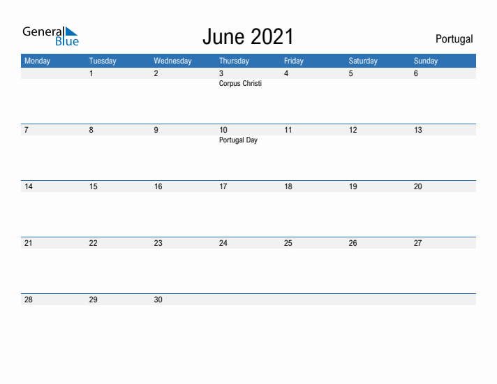 Fillable June 2021 Calendar