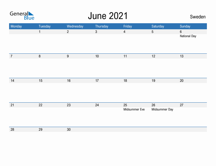 Fillable June 2021 Calendar