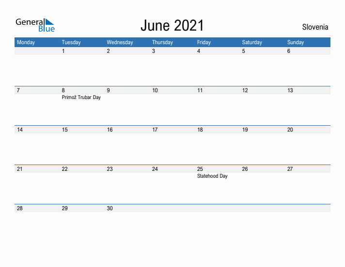 Fillable June 2021 Calendar