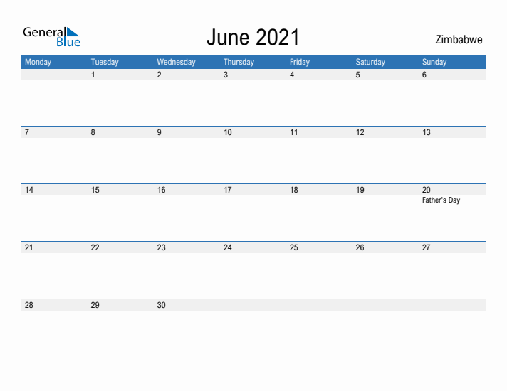 Fillable June 2021 Calendar