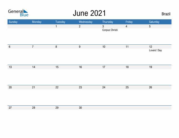 Fillable June 2021 Calendar