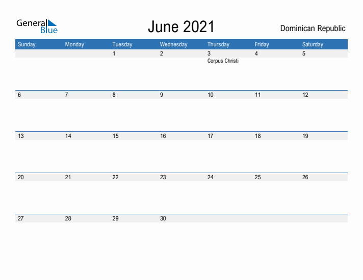 Fillable June 2021 Calendar