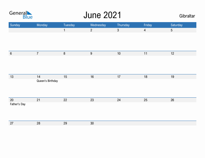 Fillable June 2021 Calendar