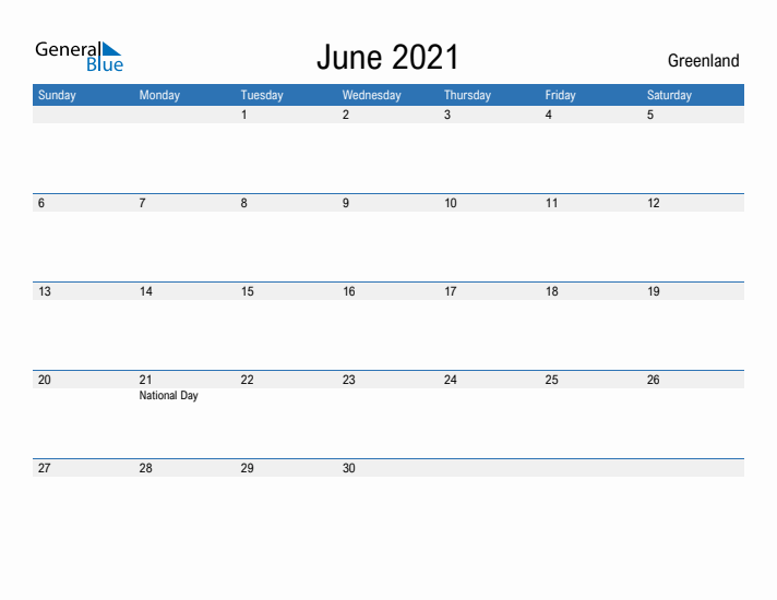 Fillable June 2021 Calendar