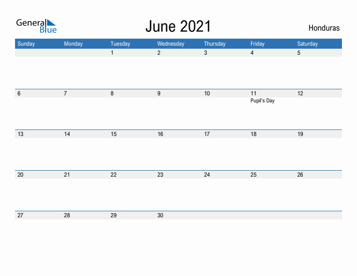 Fillable June 2021 Calendar