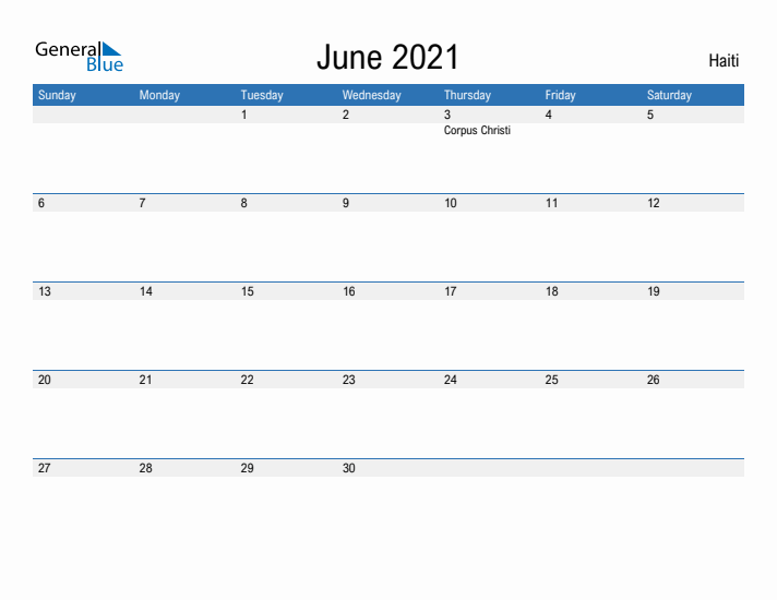 Fillable June 2021 Calendar