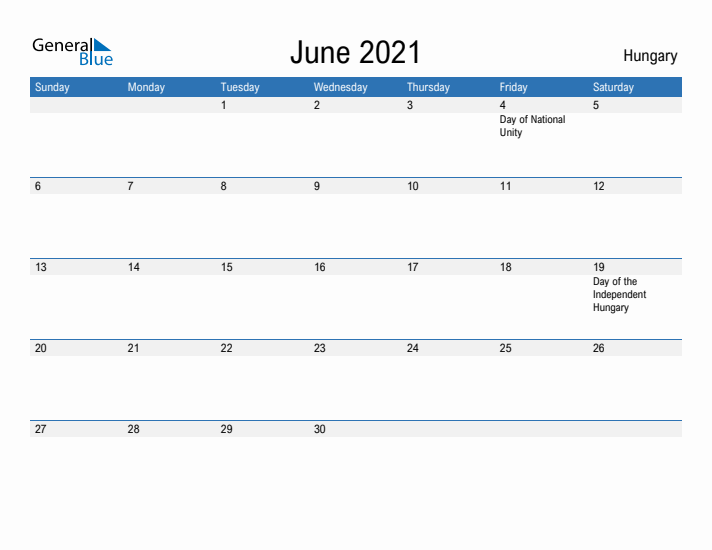 Fillable June 2021 Calendar