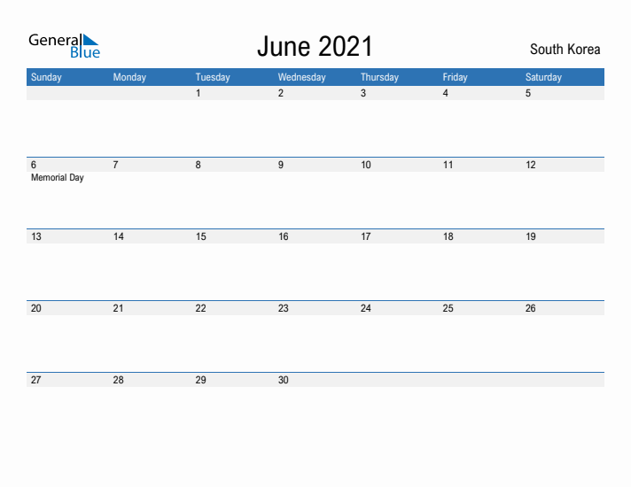 Fillable June 2021 Calendar