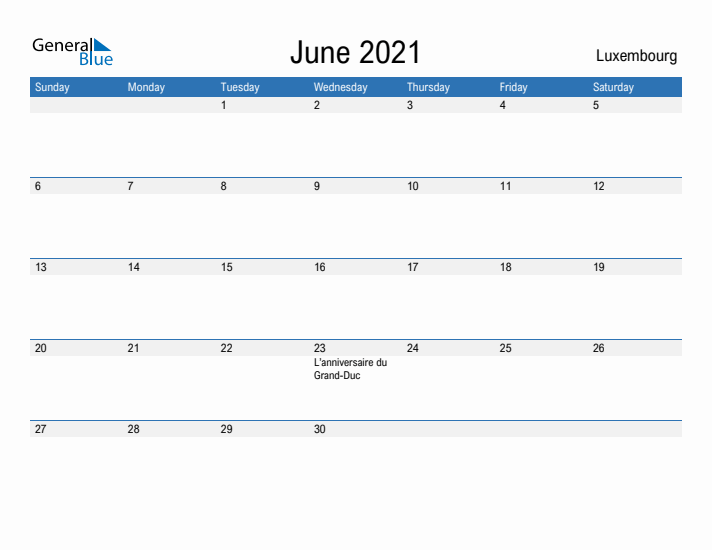 Fillable June 2021 Calendar