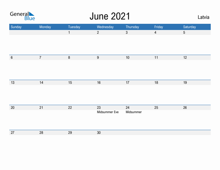 Fillable June 2021 Calendar