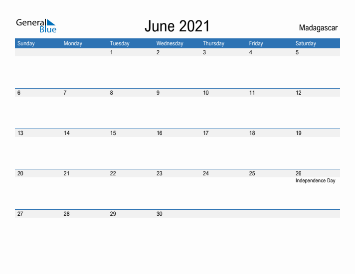 Fillable June 2021 Calendar