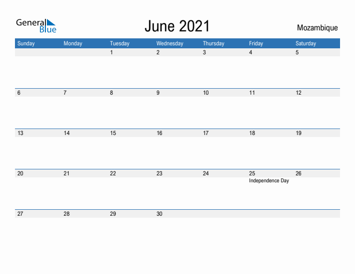 Fillable June 2021 Calendar