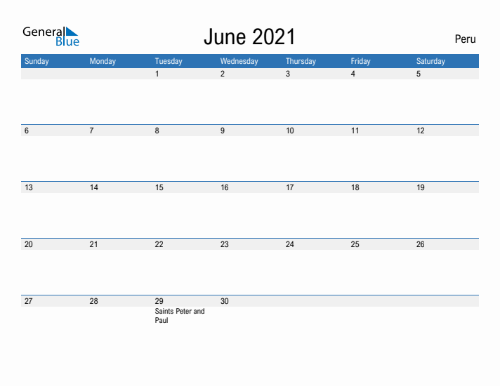 Fillable June 2021 Calendar