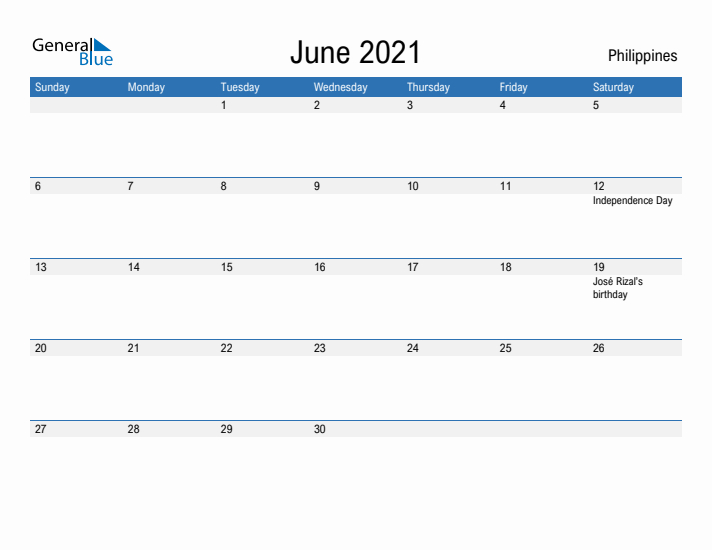 Fillable June 2021 Calendar