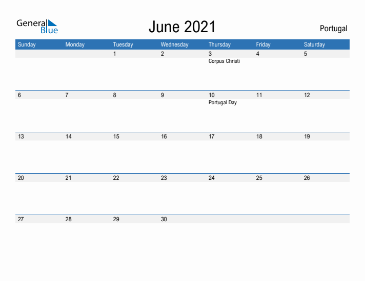 Fillable June 2021 Calendar